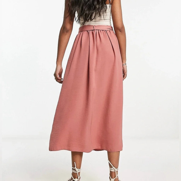 ASOS Pink Midi Skirt with Button Detail - Picture 5 of 7